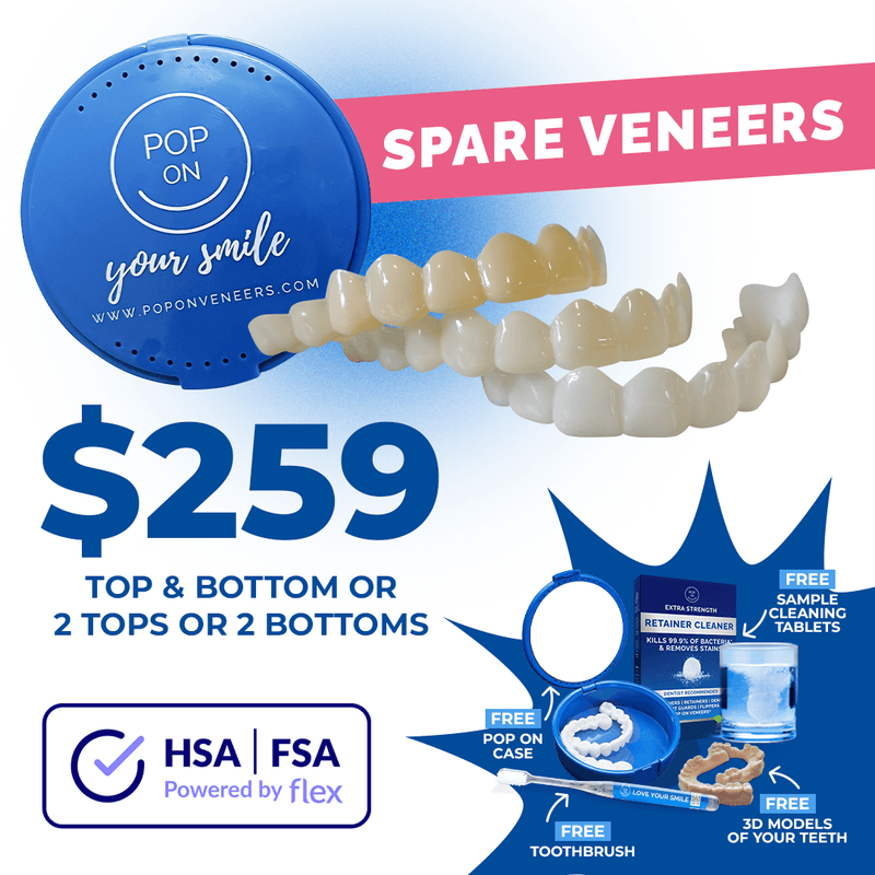 Spare veneers graphic with pricing and benefits listed